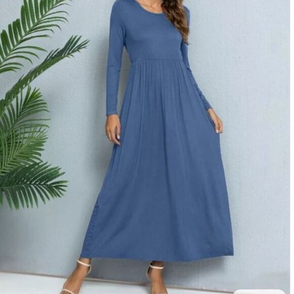 Dresses & Skirts - Bishuige Long Sleeve Flowy Maxi Dress with Pockets 2XL